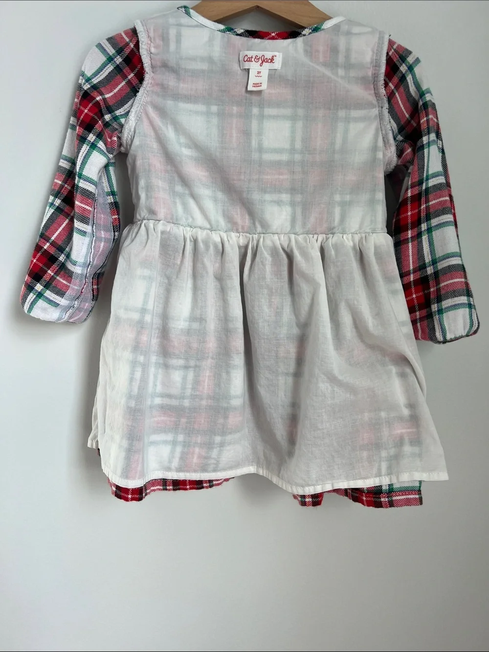 Cat & Jack | Red & White Plaid Long-Sleeve Holiday Festive Party Dress size 2T